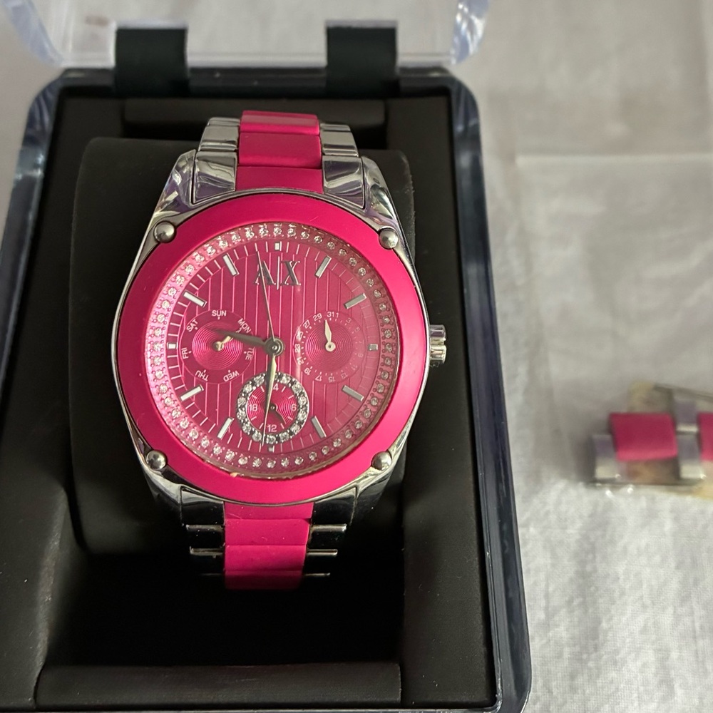 Armani Exchange Special Edition Women’s Watch - Crystals and Pink Silver Strap